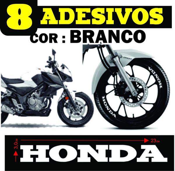 8 Adesivos Branco HONDA Aro De Moto CG E OUTRAS