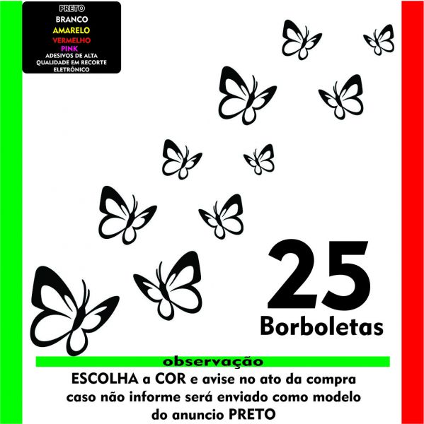 Adesivo Borboletas Kit 25 Unidades Parede Decorativo