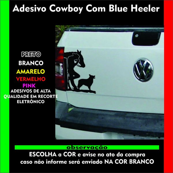 Adesivo Cowboy Com Blue Heeler - 25 X 18cm - Várias Cores