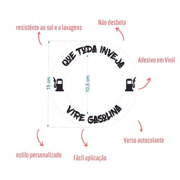 Adesivo QUE TODA INVEJA VIRE GASOLINA adesivo para boca de tanque de moto